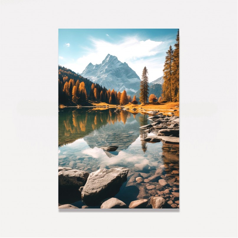 Quadro Paisagem Lago Cena Lacustre Ensolarada