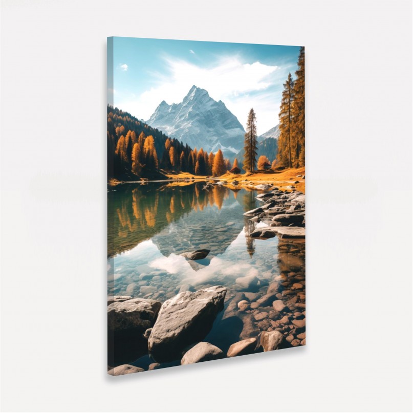Quadro Paisagem Lago Cena Lacustre Ensolarada