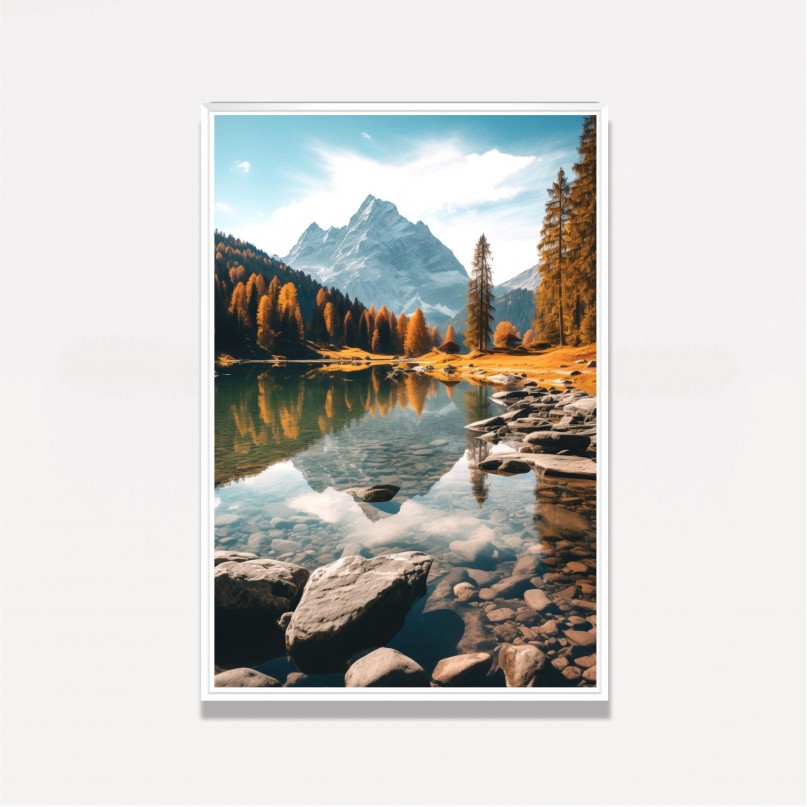 Quadro Paisagem Lago Cena Lacustre Ensolarada