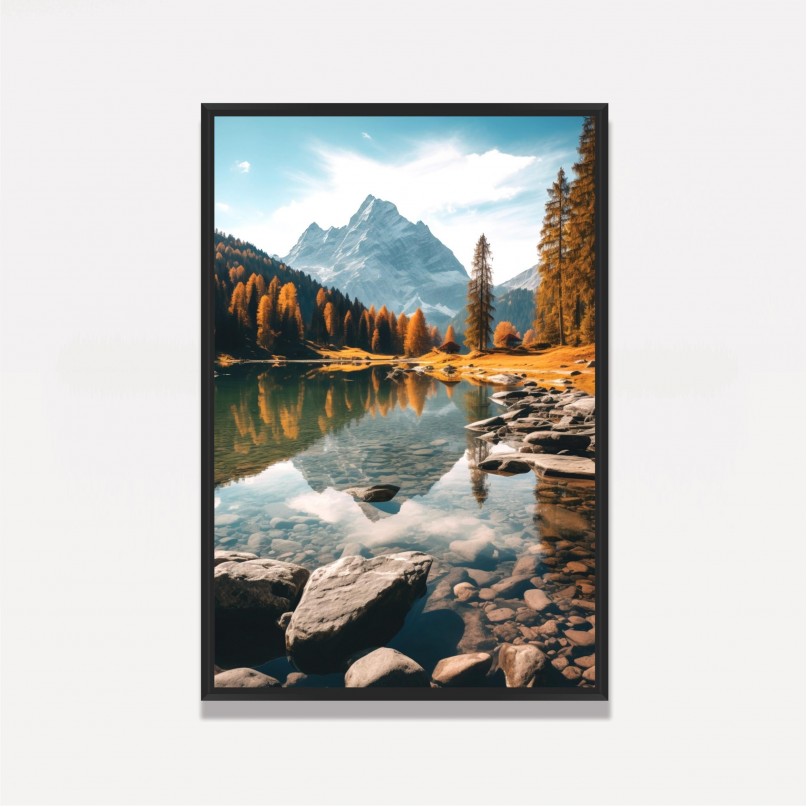 Quadro Paisagem Lago Cena Lacustre Ensolarada