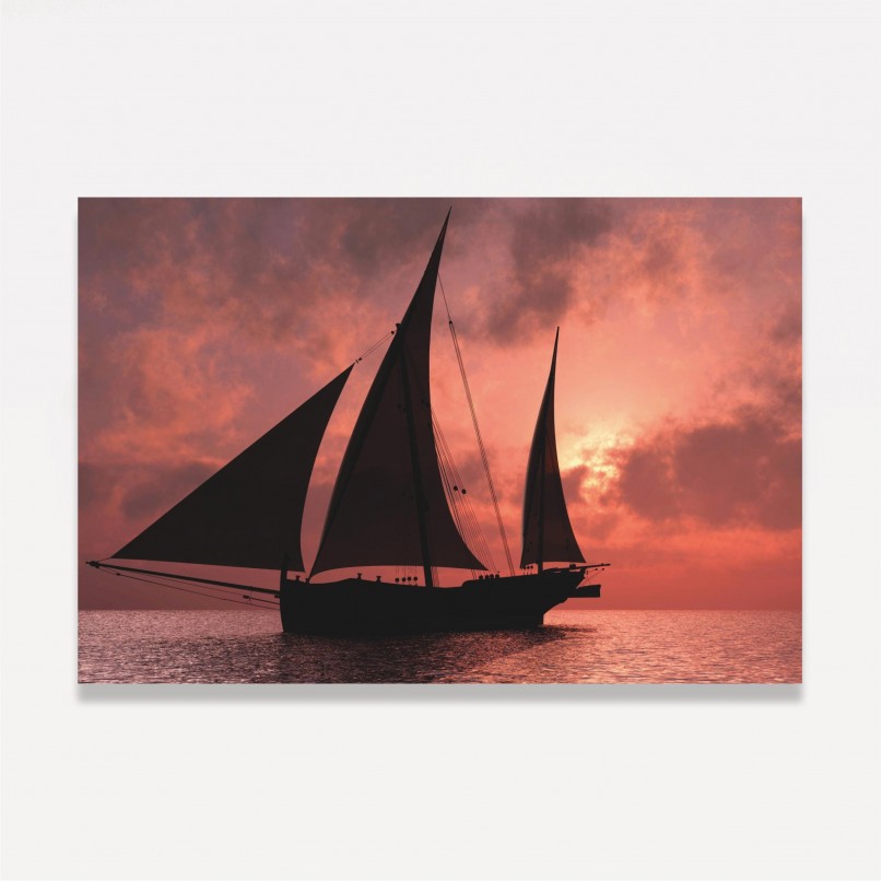 Quadro Barco a Deriva ao Anoitecer