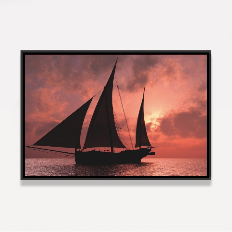 Quadro Barco a Deriva ao Anoitecer