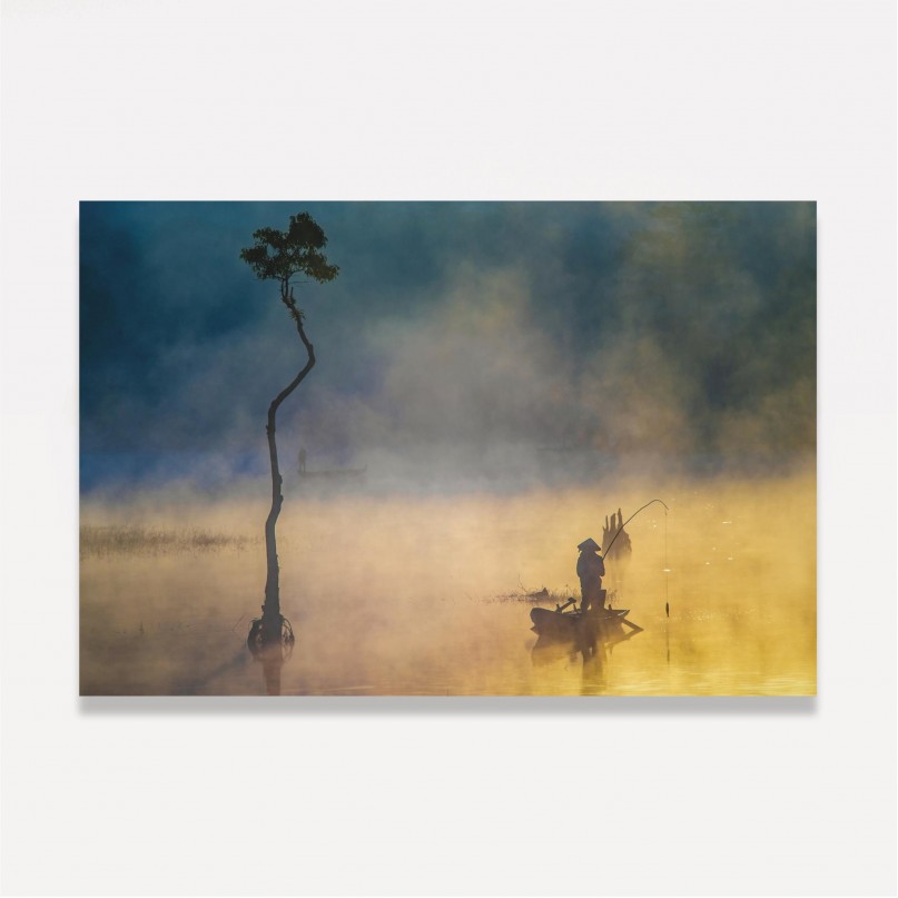 Quadro Pesca Em Meio à Névoa