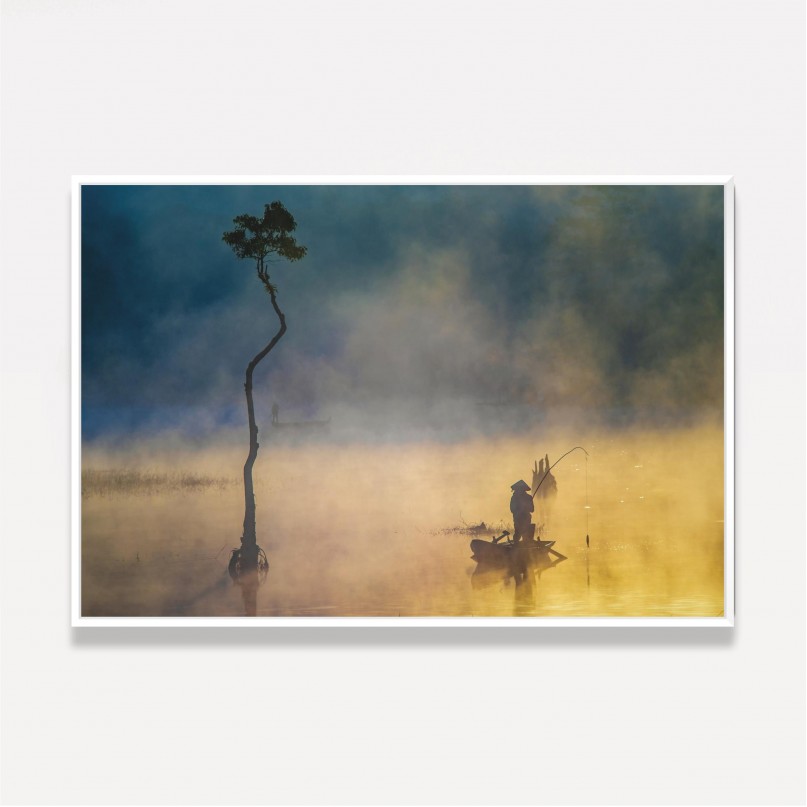 Quadro Pesca Em Meio à Névoa