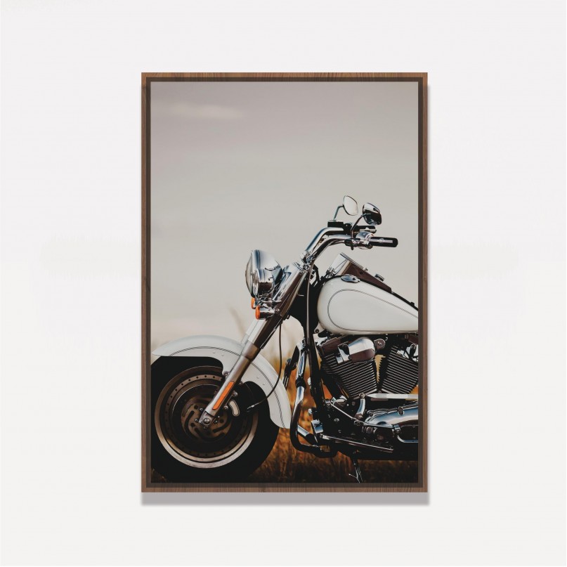 Quadro Moto Retro do Roadster Branca