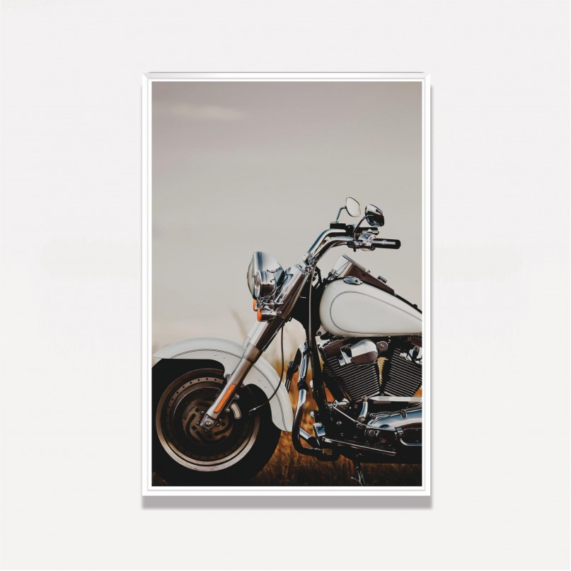 Quadro Moto Retro do Roadster Branca
