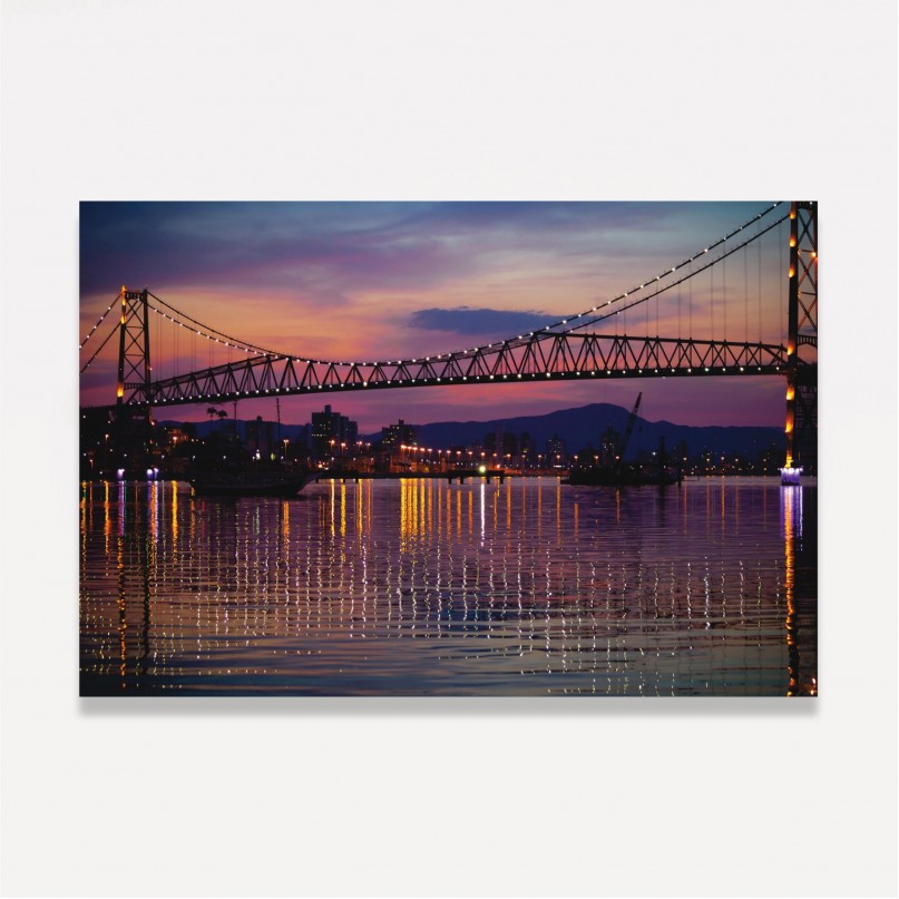 Quadro Noite Iluminação Ponte Hercílio Luz - Florianópolis
