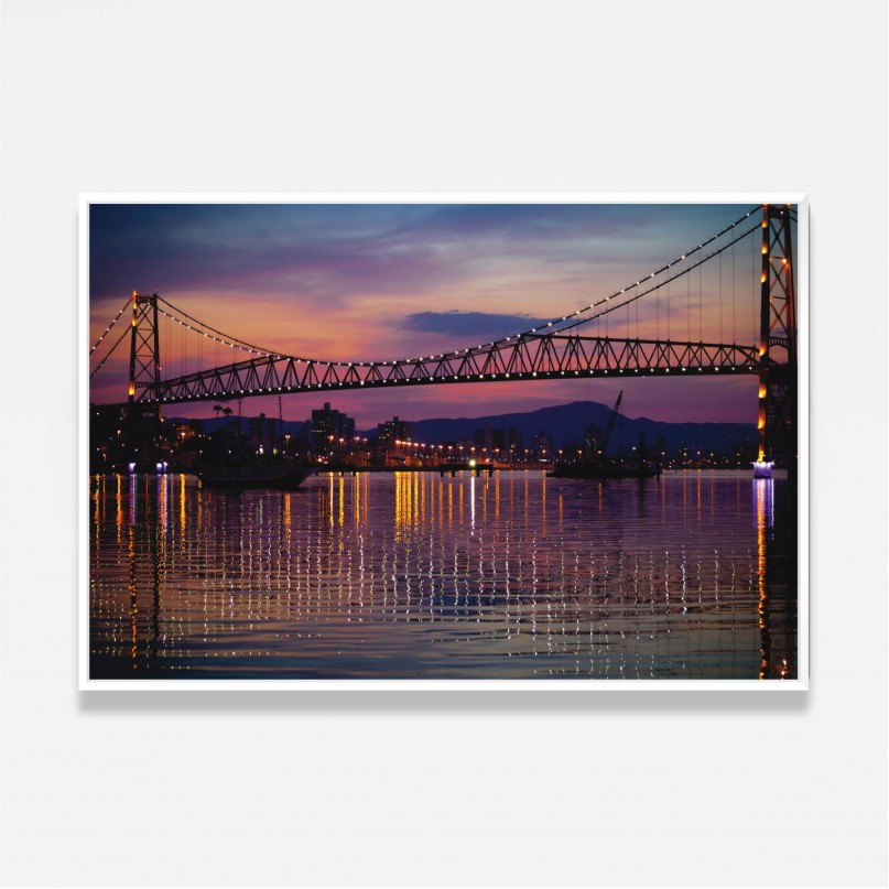 Quadro Noite Iluminação Ponte Hercílio Luz - Florianópolis