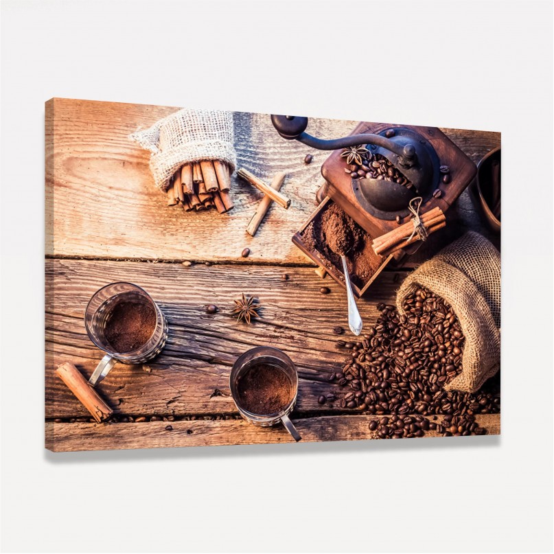 Quadro Café Grãos Rustico
