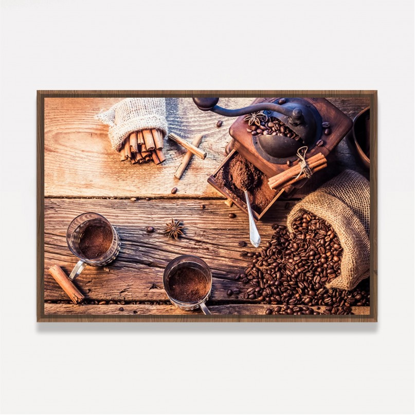 Quadro Café Grãos Rustico