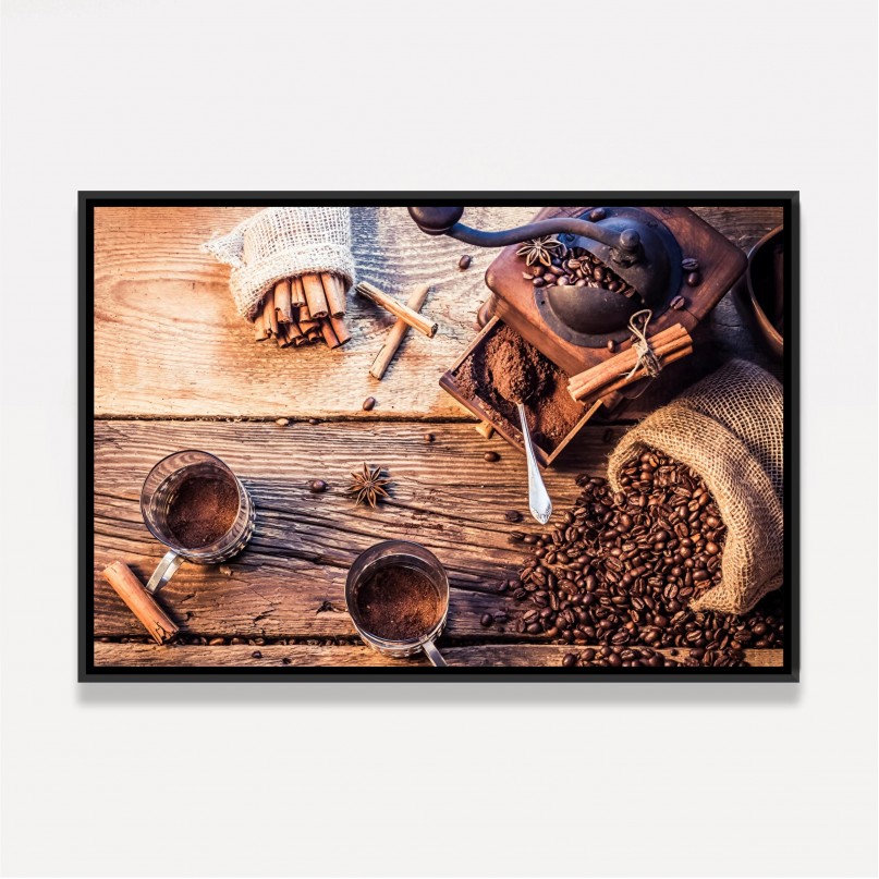 Quadro Café Grãos Rustico