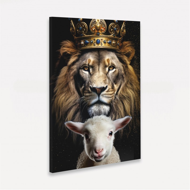 Quadro Leão de Judá Rei e Cordeiro