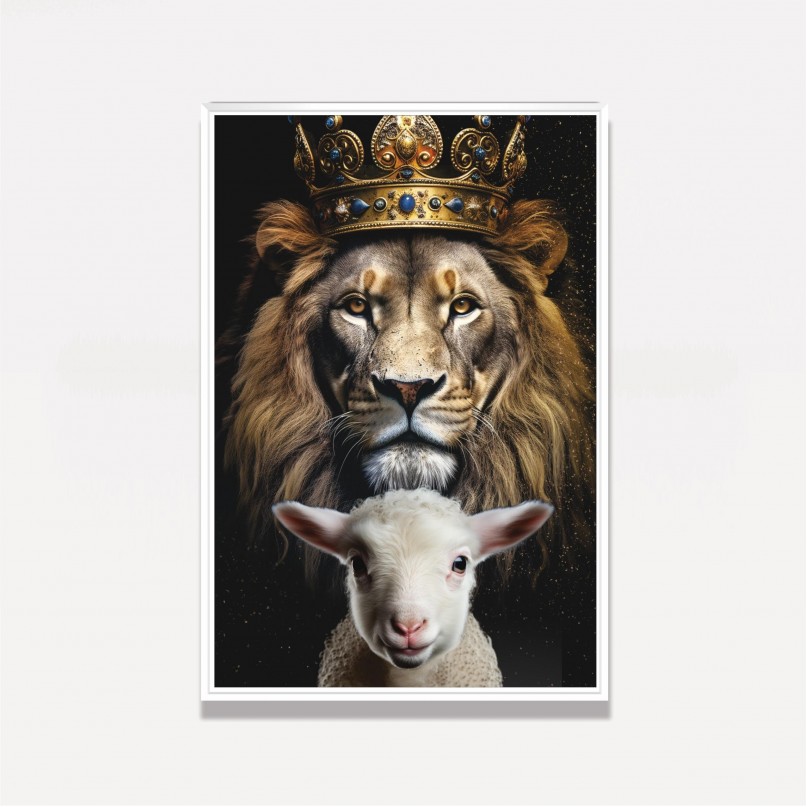 Quadro Leão de Judá Rei e Cordeiro