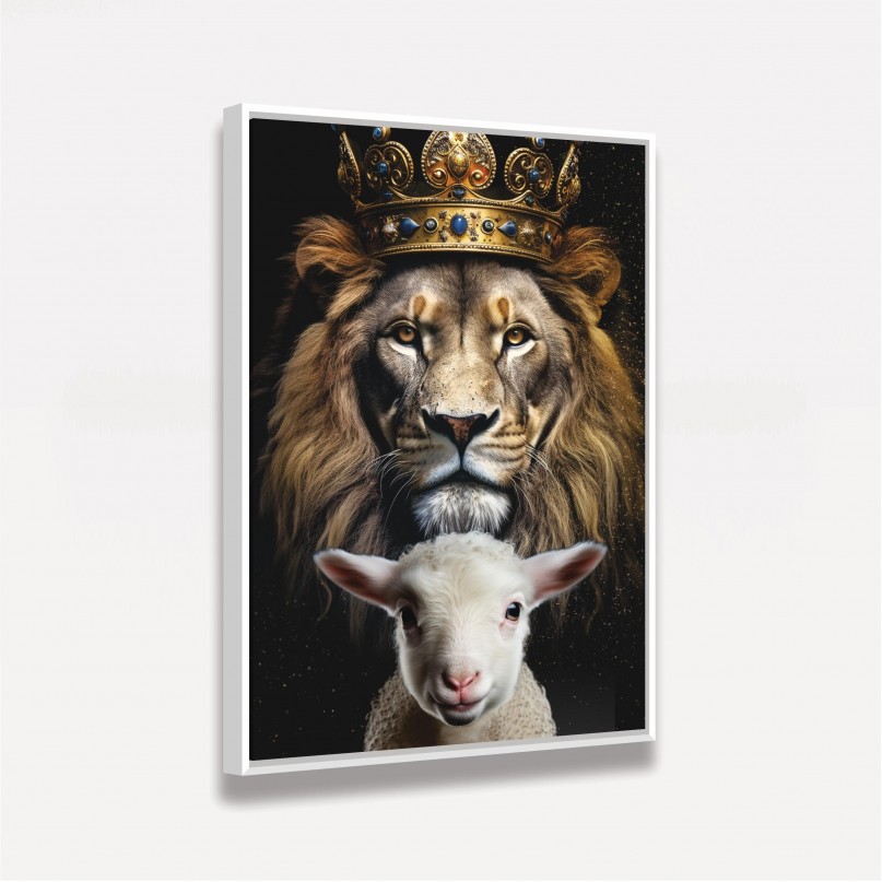 Quadro Leão de Judá Rei e Cordeiro