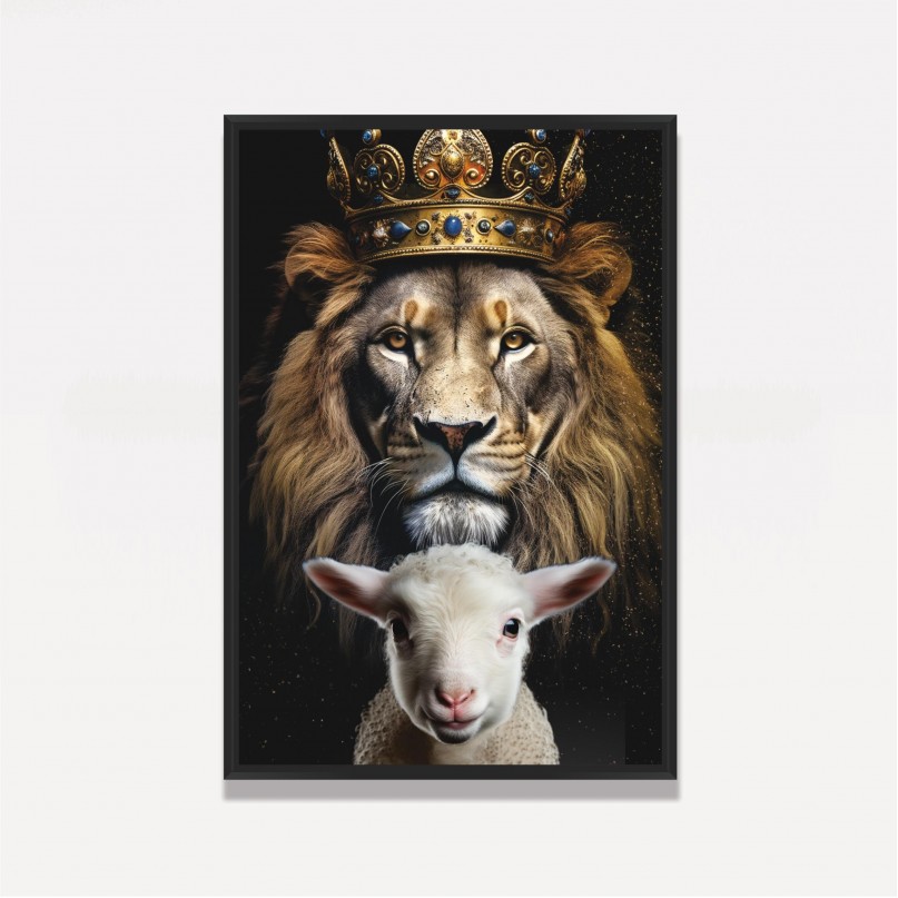 Quadro Leão de Judá Rei e Cordeiro