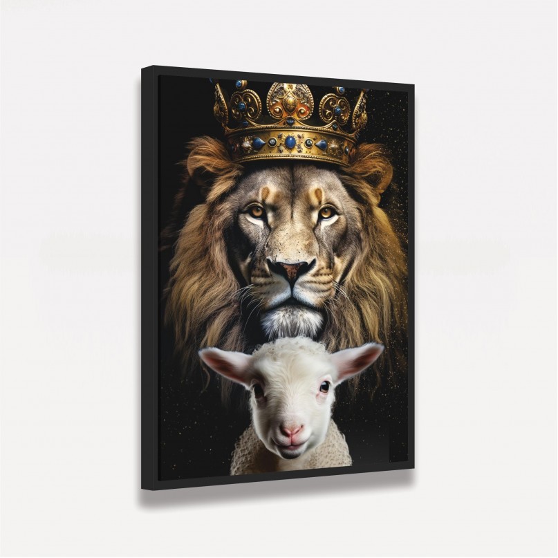 Quadro Leão de Judá Rei e Cordeiro