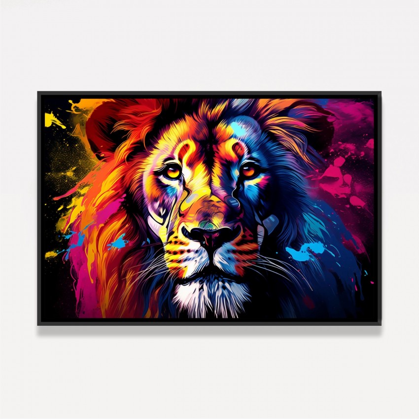 Quadro Leão Colorido Majestade Cromática