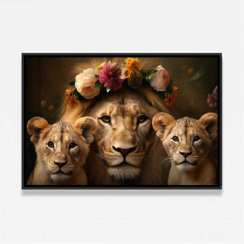 Quadro Leoa e 2 Filhotes
