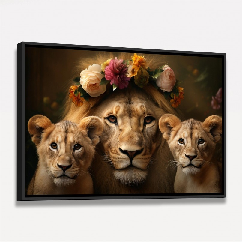 Quadro Leoa e 2 Filhotes