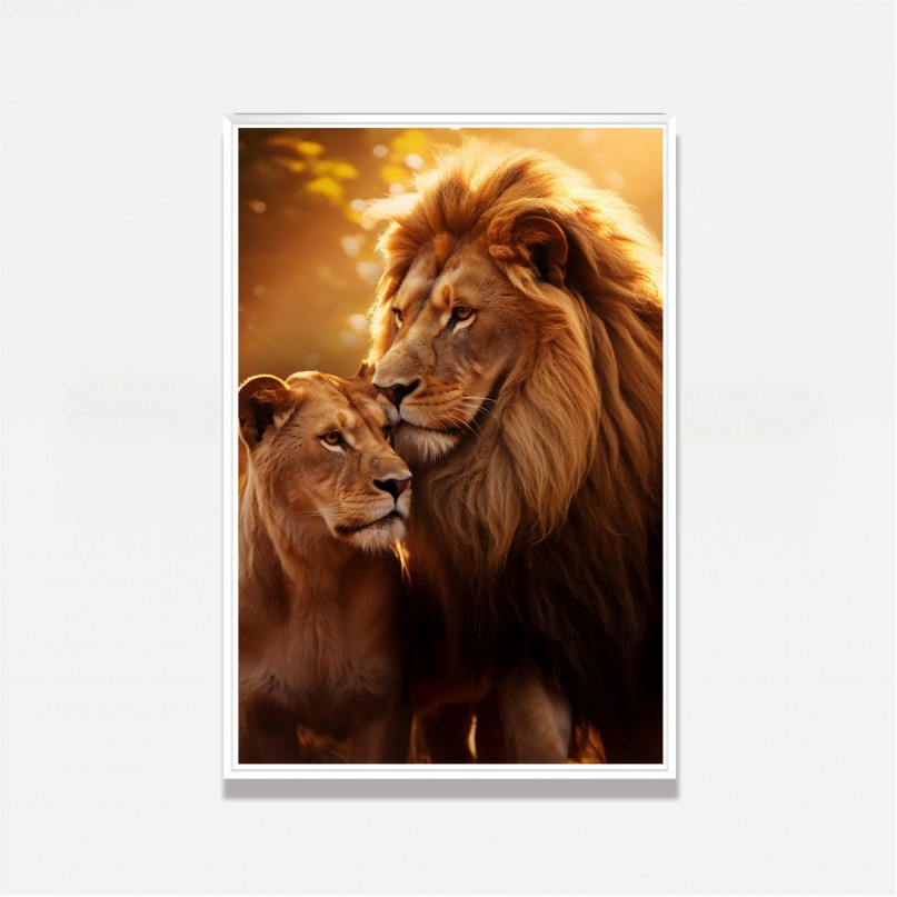Quadro Leões Cumplicidade Felina