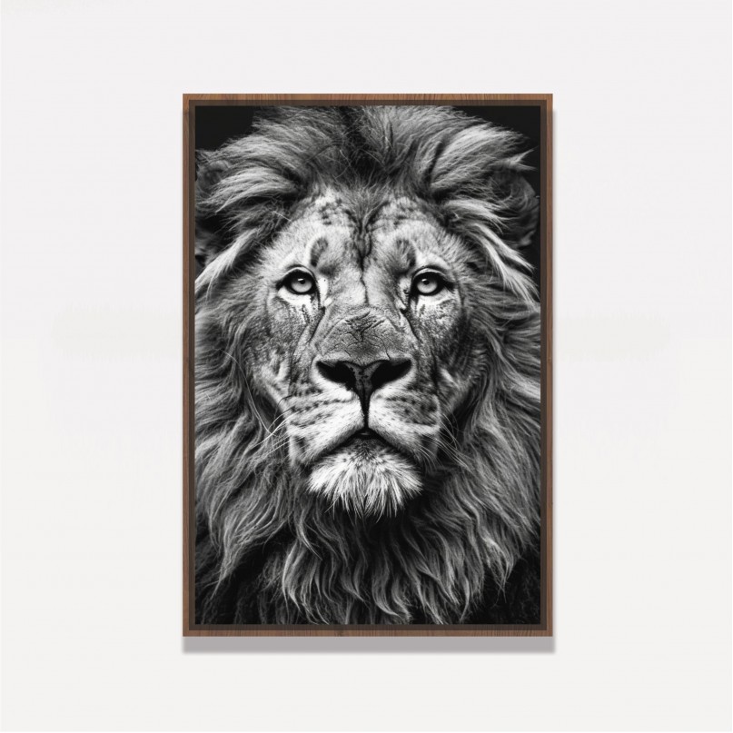 Quadro Leão Majestoso All Black