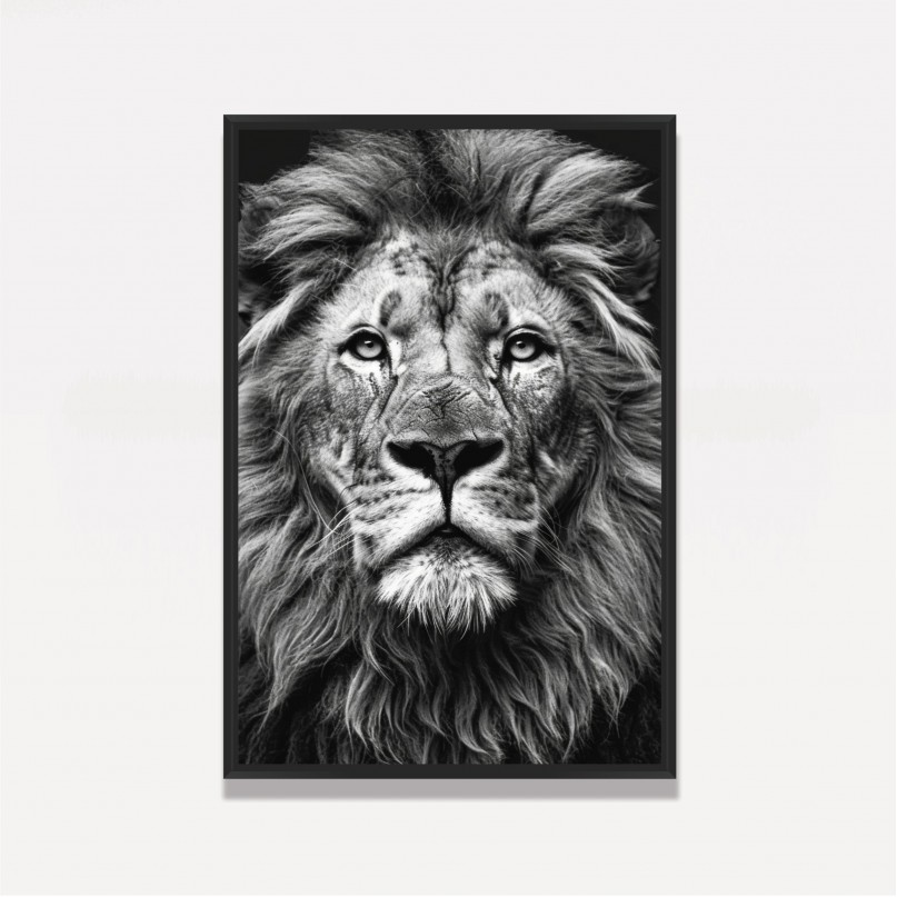 Quadro Leão Majestoso All Black