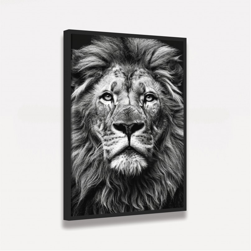 Quadro Leão Majestoso All Black