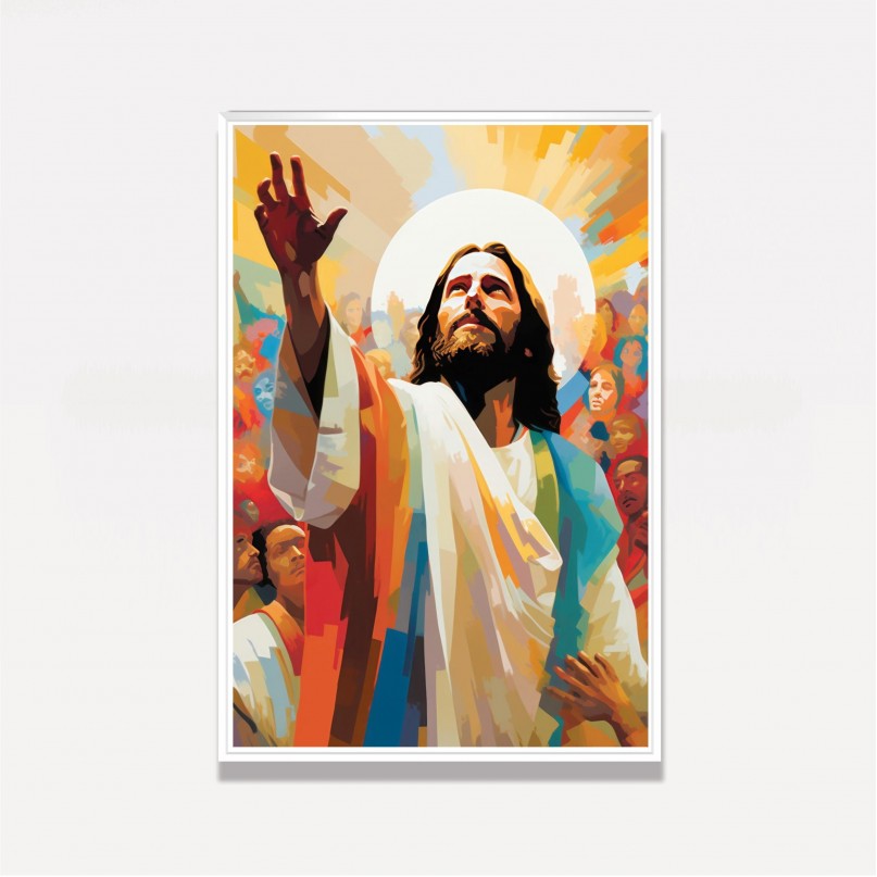 Quadro Jesus Estilo Pintura Abençoando Multidão