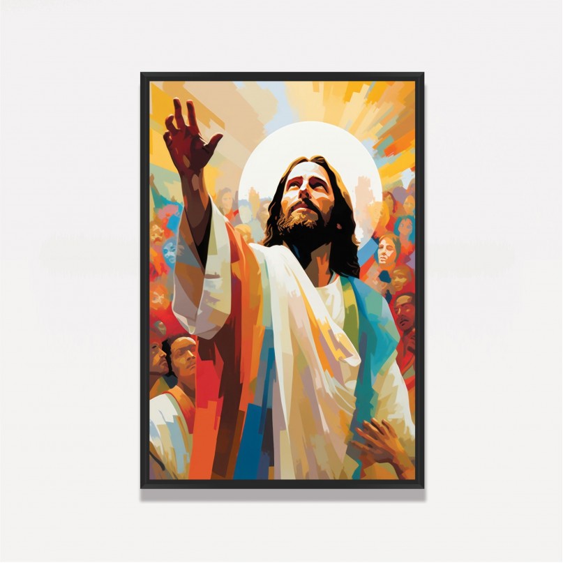 Quadro Jesus Estilo Pintura Abençoando Multidão