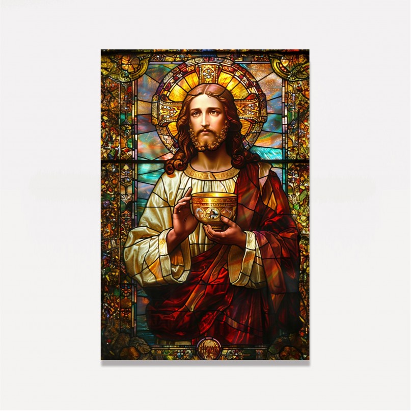 Quadro Vitral Jesus Cristo Cálice