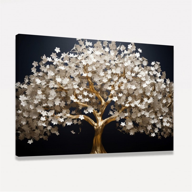 Quadro Árvore da Vida Dourada e Branca