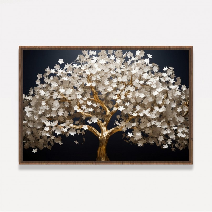 Quadro Árvore da Vida Dourada e Branca