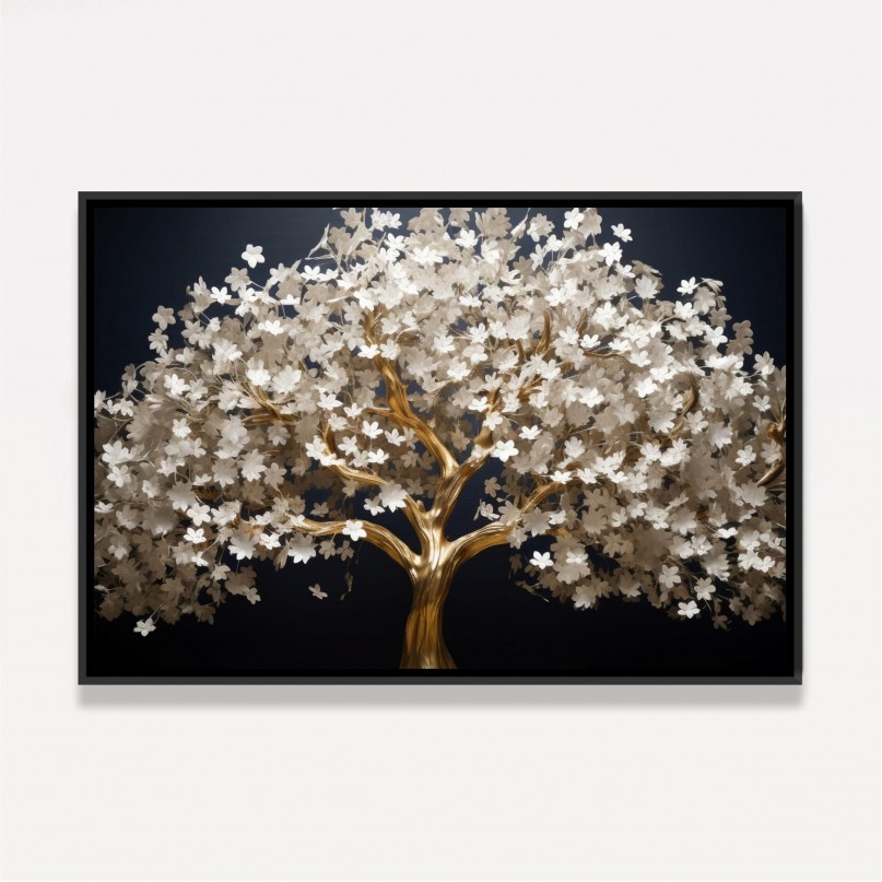 Quadro Árvore da Vida Dourada e Branca