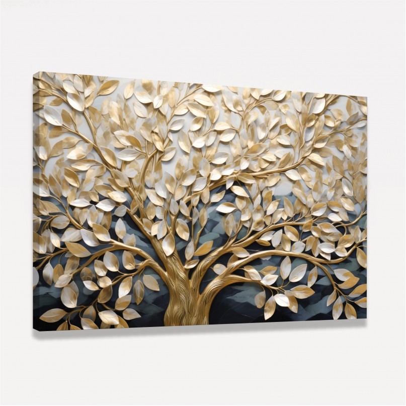 Quadro Árvore da Vida Abstrato Luxury Arte Dourada