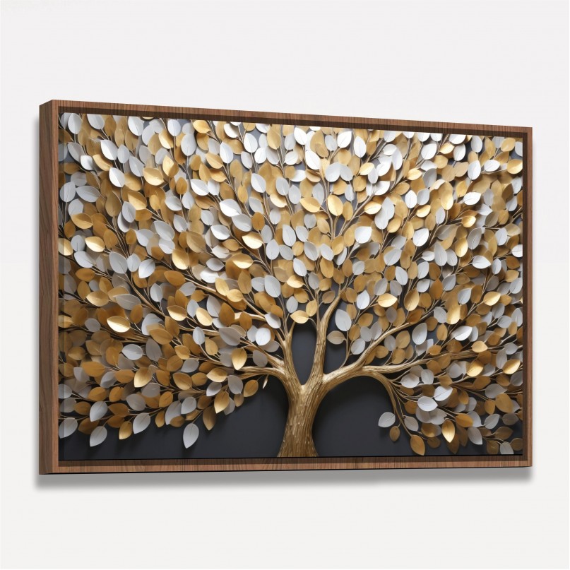 Quadro Árvore da Vida Tronco Dourado Luxo