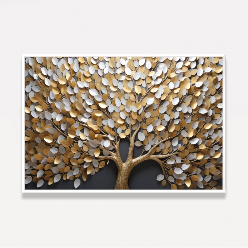 Quadro Árvore da Vida Tronco Dourado Luxo