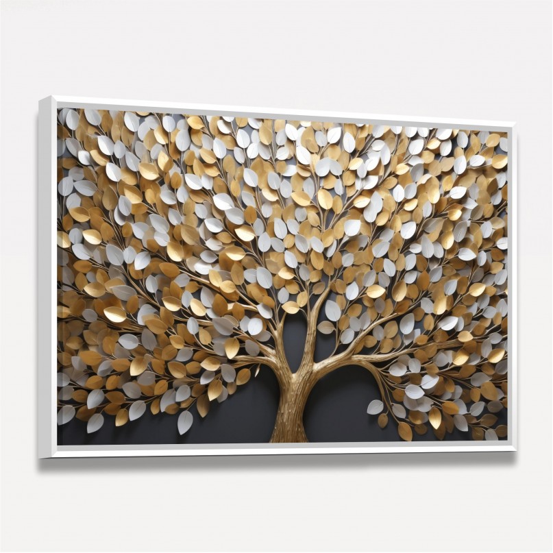 Quadro Árvore da Vida Tronco Dourado Luxo