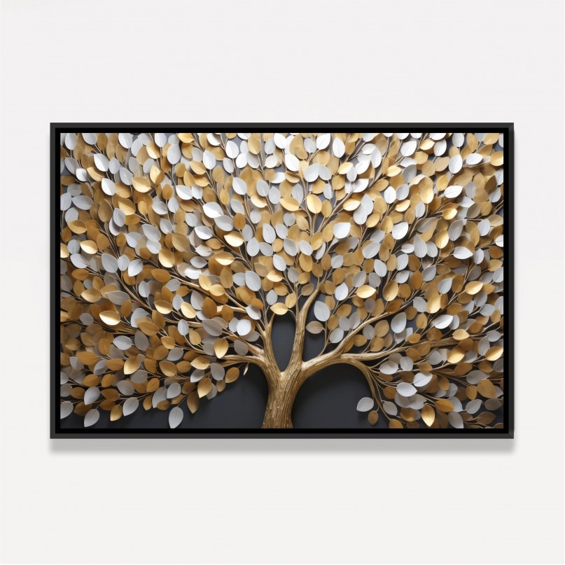 Quadro Árvore da Vida Tronco Dourado Luxo