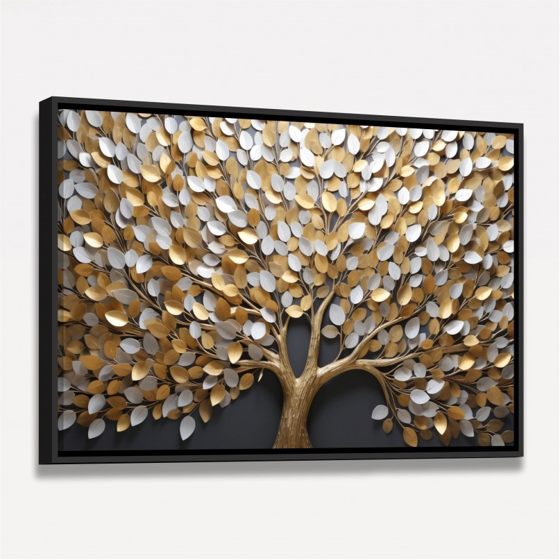 Quadro Árvore da Vida Tronco Dourado Luxo