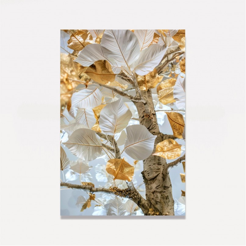Quadro árvore Folhas Douradas Ramo de Ouro