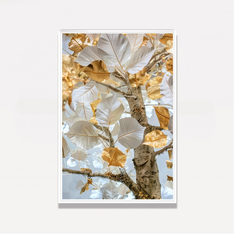 Quadro árvore Folhas Douradas Ramo de Ouro
