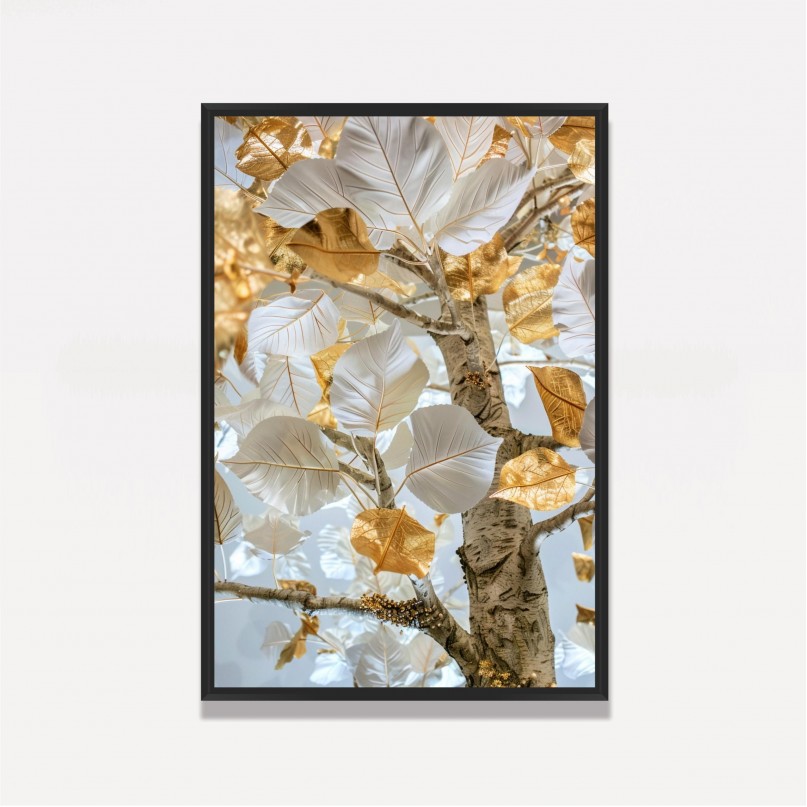 Quadro árvore Folhas Douradas Ramo de Ouro