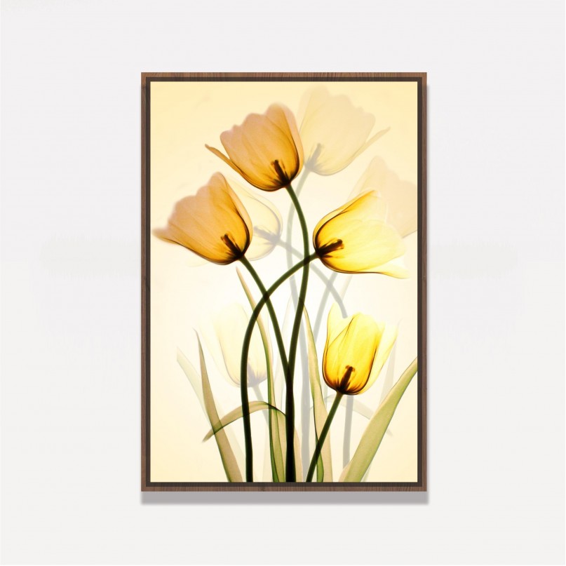 Quadro Flores Três Tulipas Amarelas Artístico 