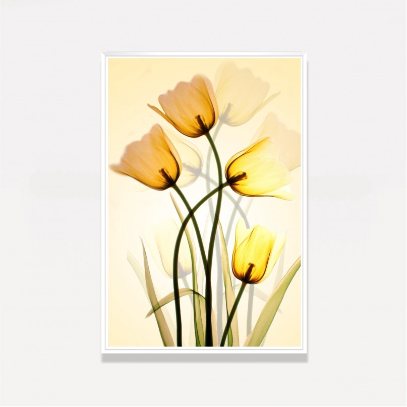 Quadro Flores Três Tulipas Amarelas Artístico 