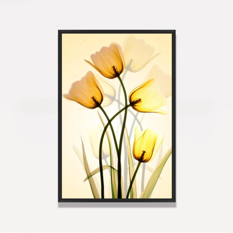 Quadro Flores Três Tulipas Amarelas Artístico 