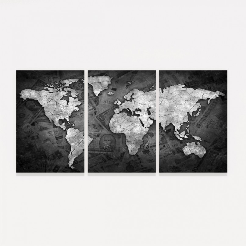 Quadro Mapa Mundi Decorativo Sea of Money