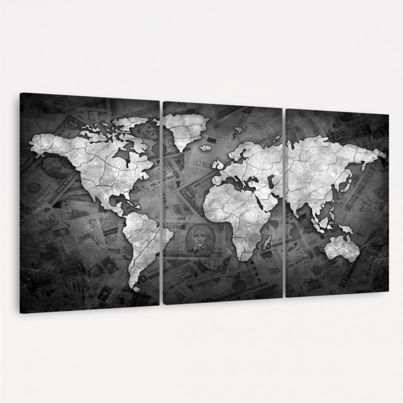 Quadro Mapa Mundi Decorativo Sea of Money