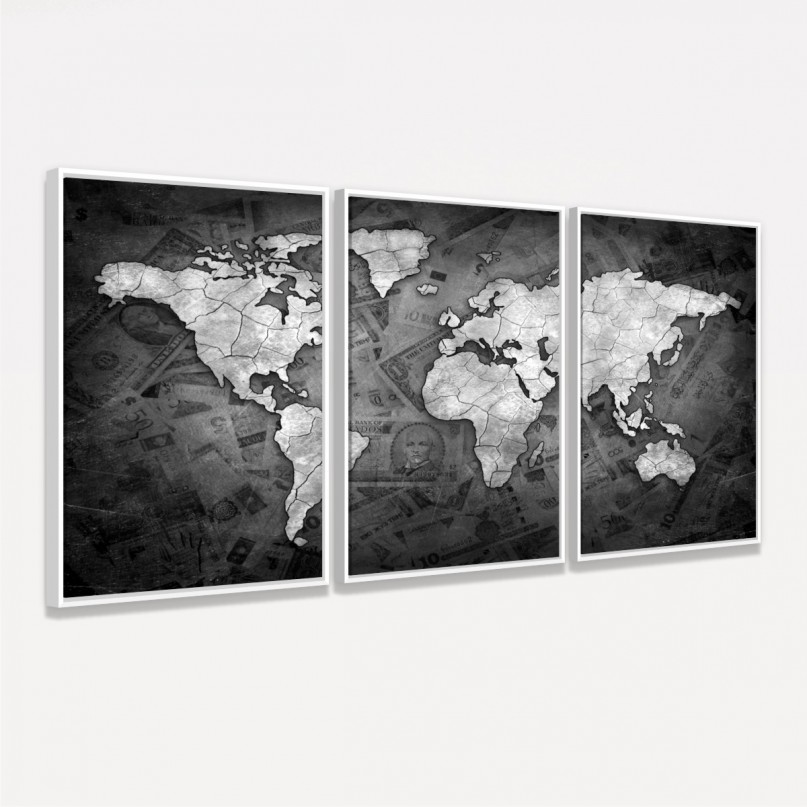 Quadro Mapa Mundi Decorativo Sea of Money