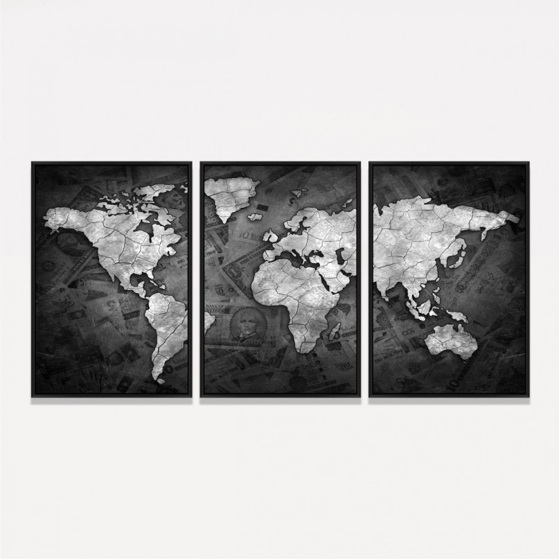 Quadro Mapa Mundi Decorativo Sea of Money